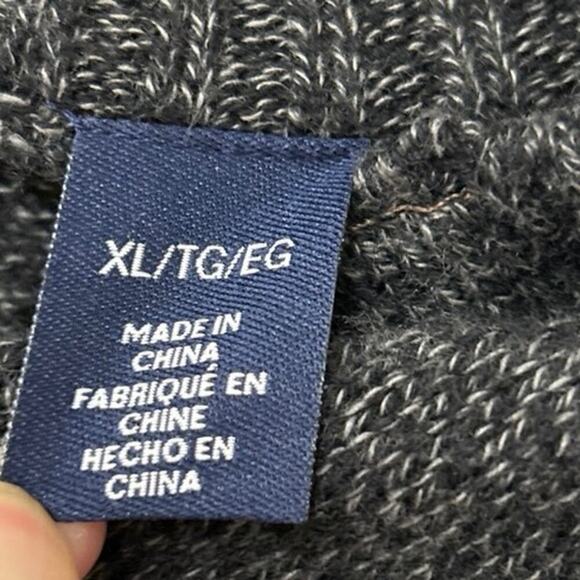 CHAPS Heathered Dark Gray Elbow Patch Henley Button 100% Cotton Sweater XL - Picture 9 of 10